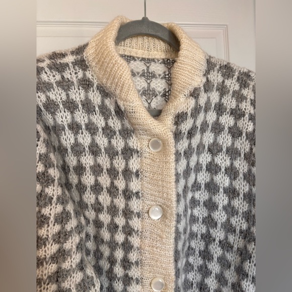 Cozy Cream and Brown Women's Cardigan Sweater - Picture 5 of 7